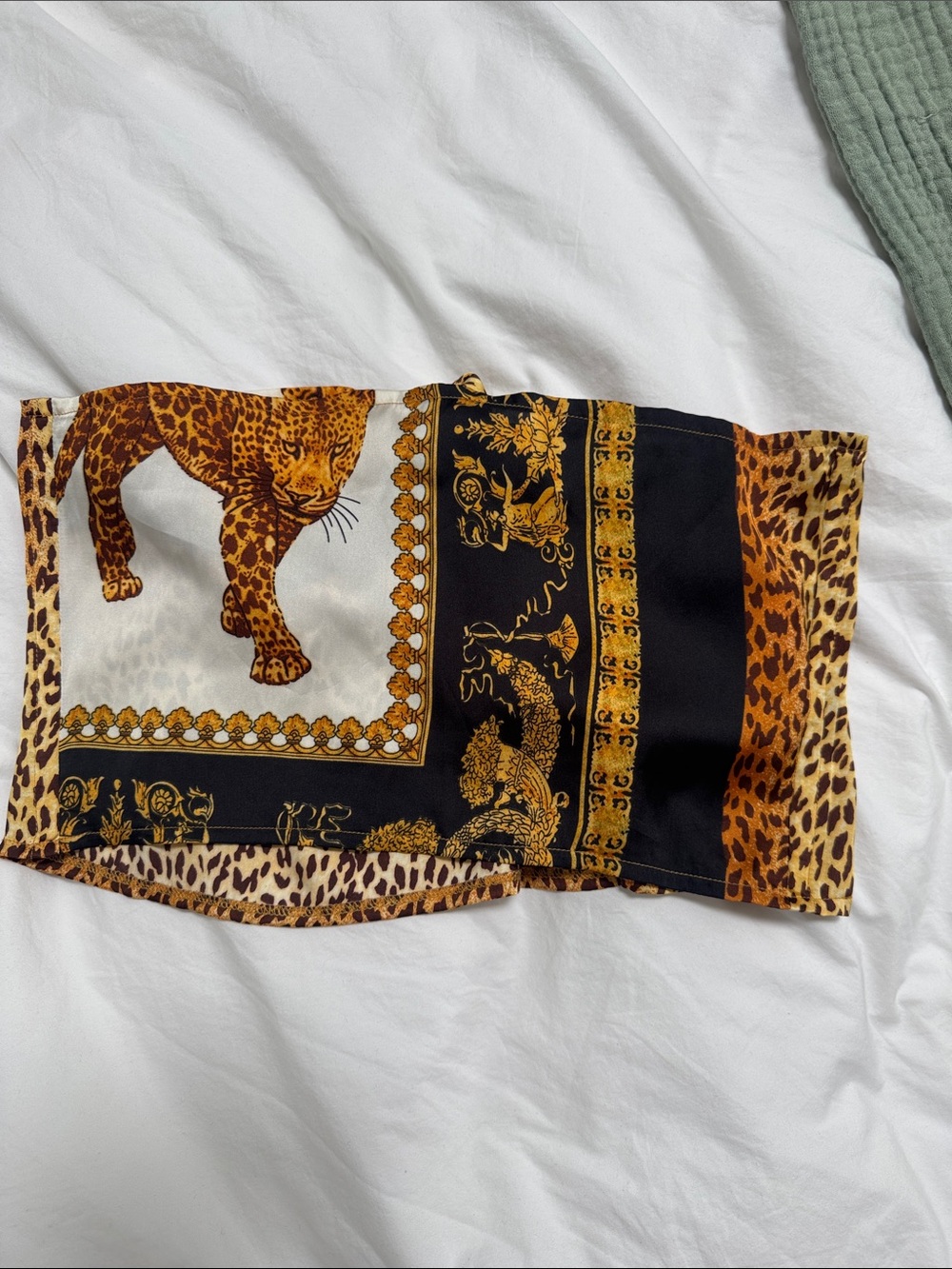 Leopard Print tie bandeau crop top